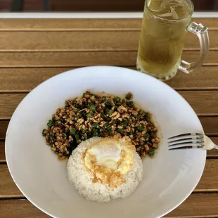 Khao Ka Prow Chicken and Lemongrass Iced Tea