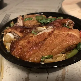 Thai Drunken Noodle with crispy duck