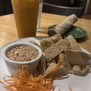 Crispy Tofu and Thai tea