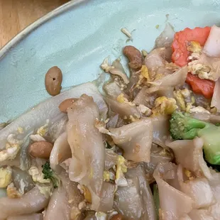 Peanuts in the Pad See Iew (even though no peanuts are listed)