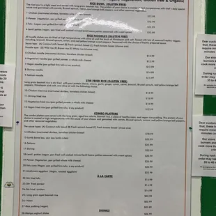 Menu w/ lots variety