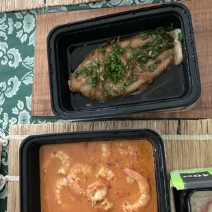 Fish fillet and Spicy Garlic small shrimp!