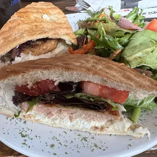 Salmon Burger and Goat Cheese Panini