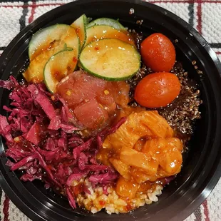 2 scoop poke bowl spicy salmon and tuna