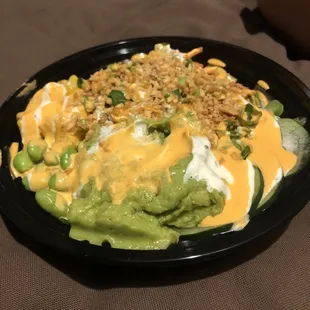 Build Your Own 2 Scoops Poke Bowl  Drenched in sauce...