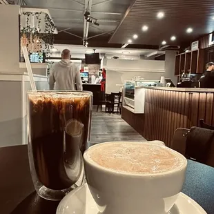 Iced mocha latte and a vanilla Americano