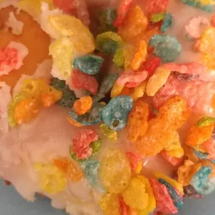 Fruity Pebbels topped donut