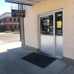 the entrance to the restaurant