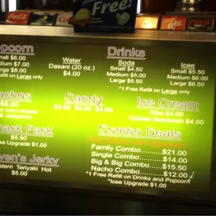 Concession prices