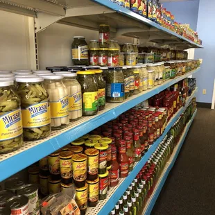 shelves of canned food