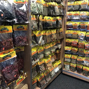 Great selection of dried chili's and spices