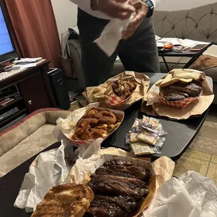 Ribs, shrimp, chicken wings, and small ends.