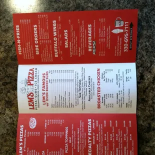 Inside of the menu.