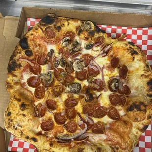 Pepperoni + mushroom + onions