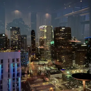 a view of a city at night