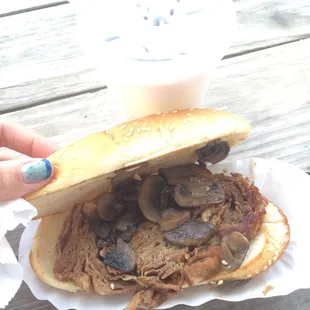 Philly steak with mushrooms