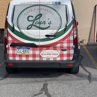 a van parked in a parking lot