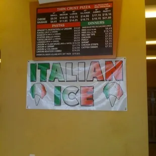 the italian menu on the wall