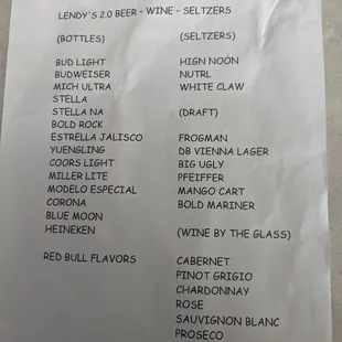 Drink List