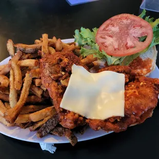 Fried chicken sandwich I added cheese