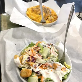 Salad with Mac &amp; Cheese