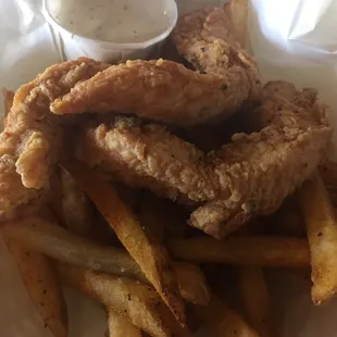 Kids Chicken Strips Combo with Fries. The chicken is very tasty!