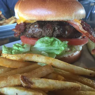 Bacon Cheeseburger and fries. So much yum!