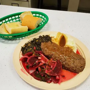 Hamburger Steak with Bread