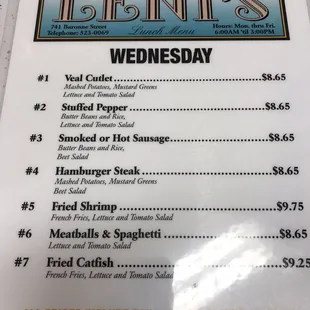menu