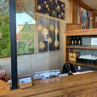 the front desk of a wine shop