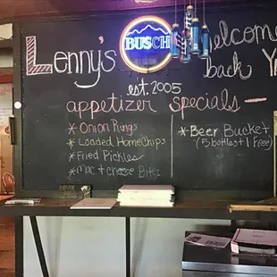 a blackboard with a menu on it