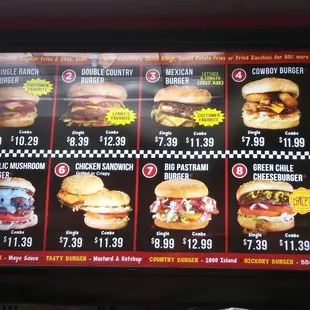 a menu for a burger restaurant