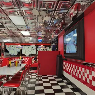 the interior of a diner