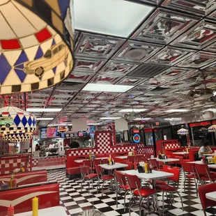 the interior of a diner