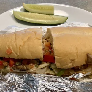 Veggie Philly. Not too bad at all. Great flavor. Service at Lenny's was very friendly. Eyes off the pickle - that's one of my homemade ones!
