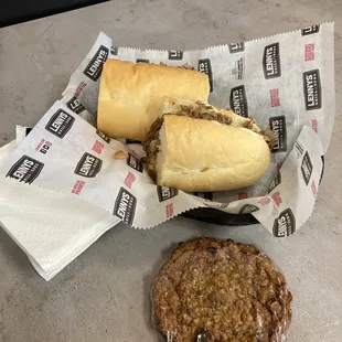 Philly Cheesesteak + oatmeal raisin cookie