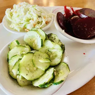 Relish, dishes were delicious! Cucumbers, beets, and coleslaw