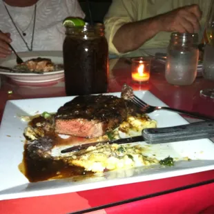 Pink steak perfection.