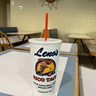 Seating area with my large horchata