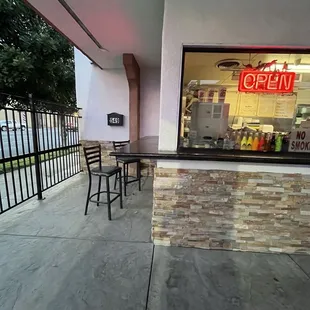 Outdoor order counter with bar counter seating