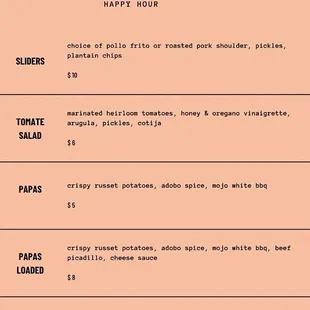 Happy Hour Menu (8/16/23)