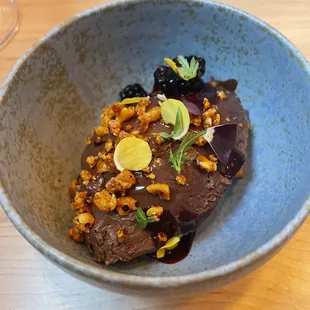 a dessert in a bowl on a table