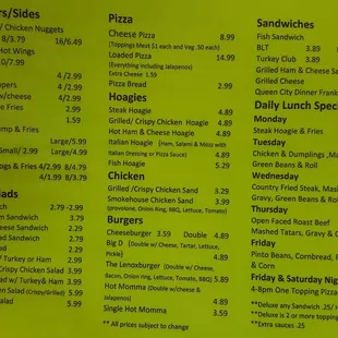 New menu August 2017