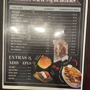 the menu for the restaurant