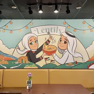 Awesome mural inside the restaurant!