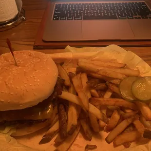 Burger and fries