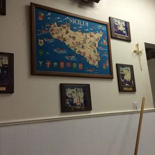 Pics of joe DiMaggio visit. And of course a map of the motherland Sicily.