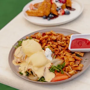 Smoked Salmon Benedict and Ben's French Toast