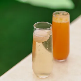 Lychee mimosa and raspberry mimosa