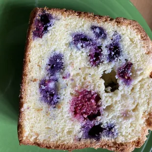 A slice of the blueberry crumb cake
